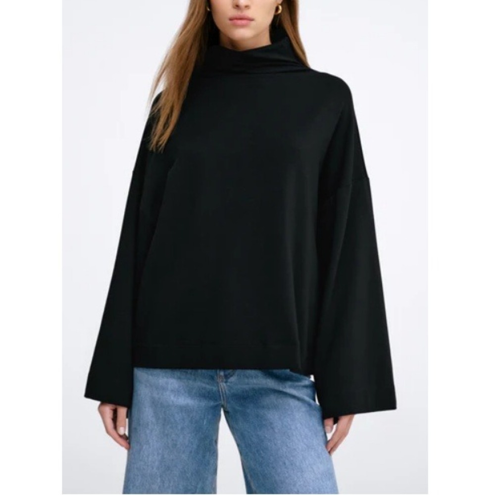 Marcella NYC Women's Black‎ High Neck Oversized Amanda Sweatshirt Size 3XL NWT